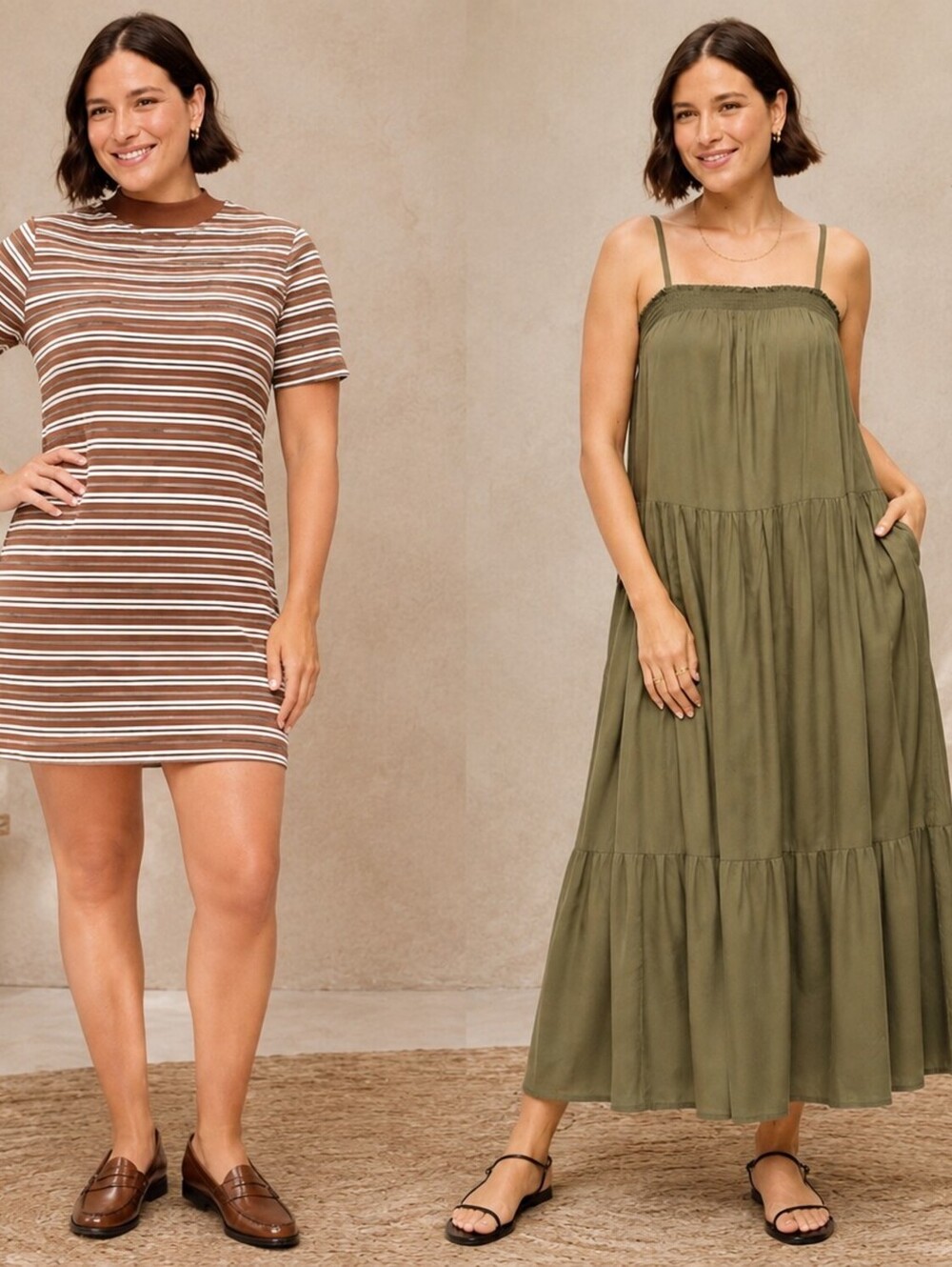 Old Navy Dress Bundle Large NWT Brown Bodycon Mini Olive Green Boho Maxi Fall